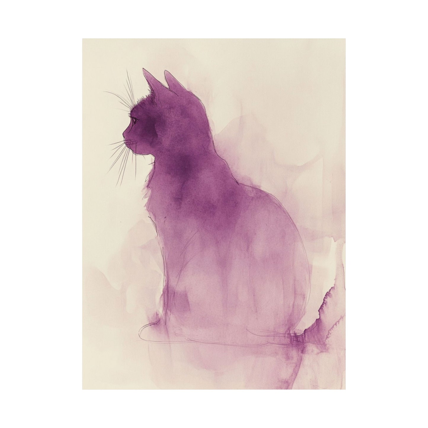 Purple Cat Silhouette Poster
