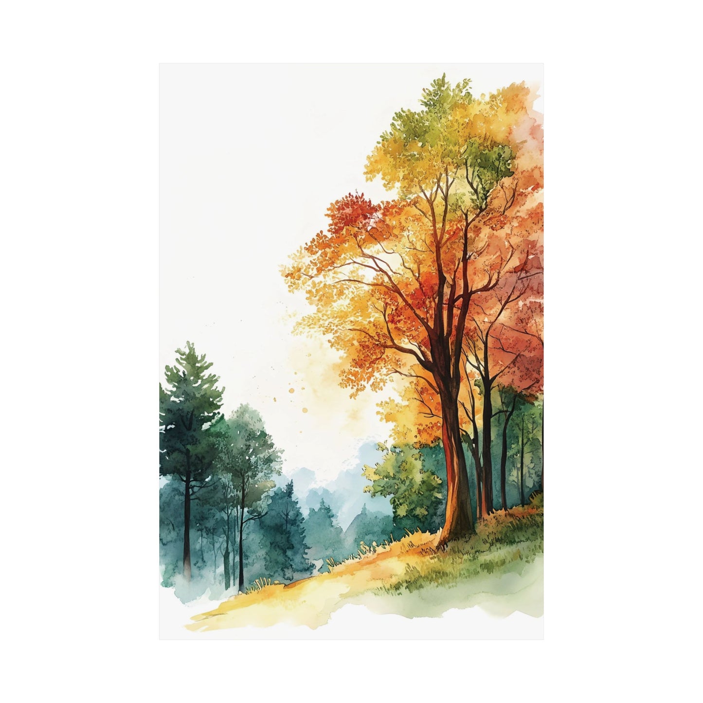 Autumn Watercolor Forest Printed Poster