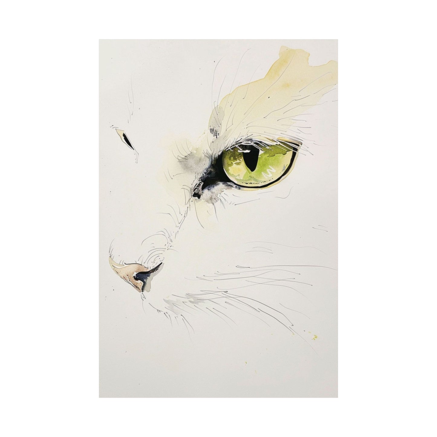 Watercolor Cat Glance Printed Poster