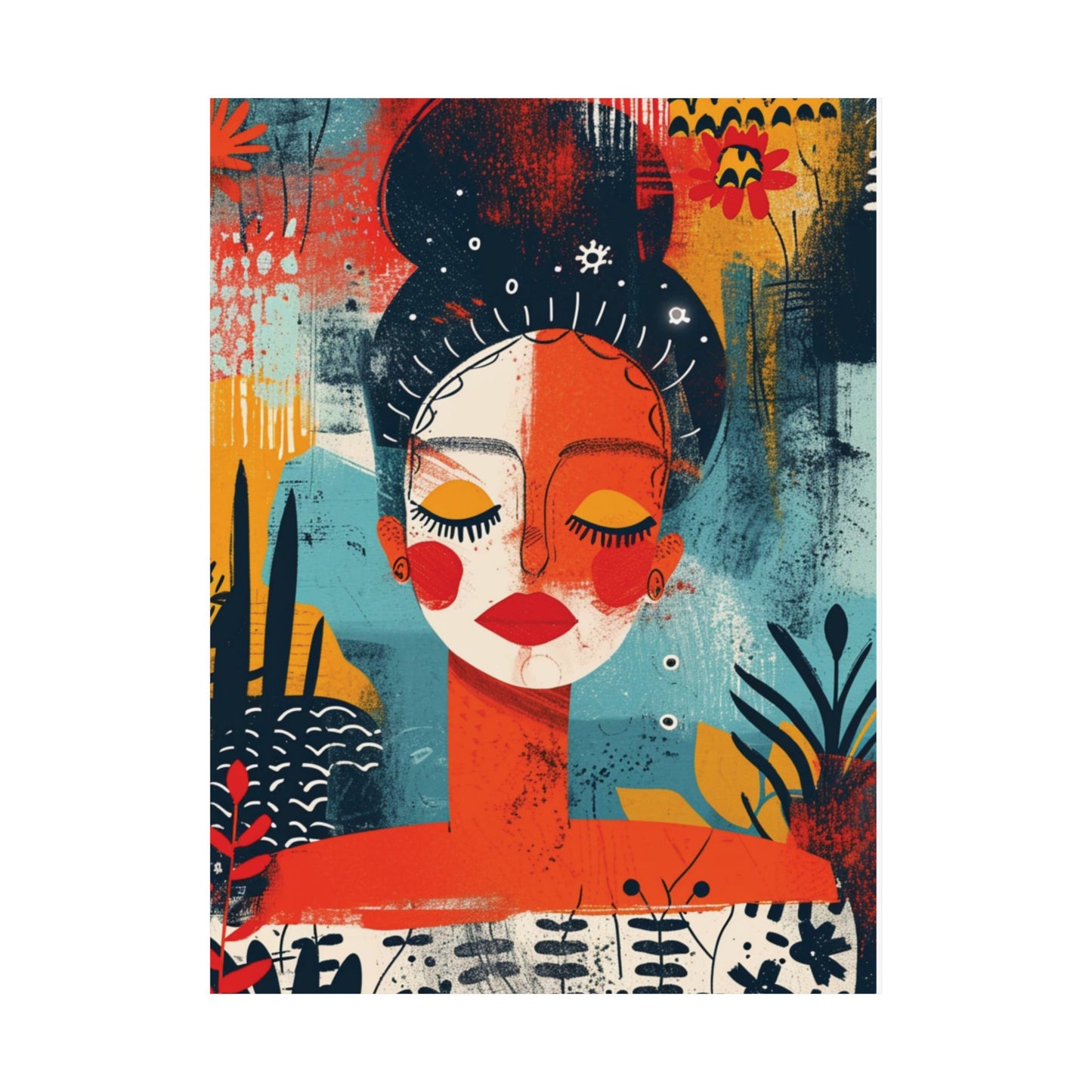 Boho Woman Portrait Printed Poster