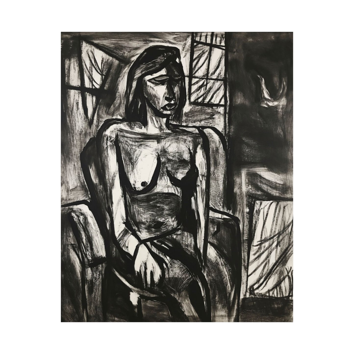 22: Seated Woman Expression Printed Poster