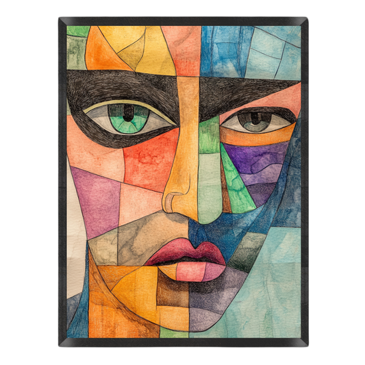 Colorful Patchwork Face Wall Art Poster