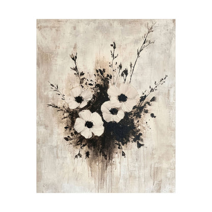 Monochrome Anemone Bouquet Poster