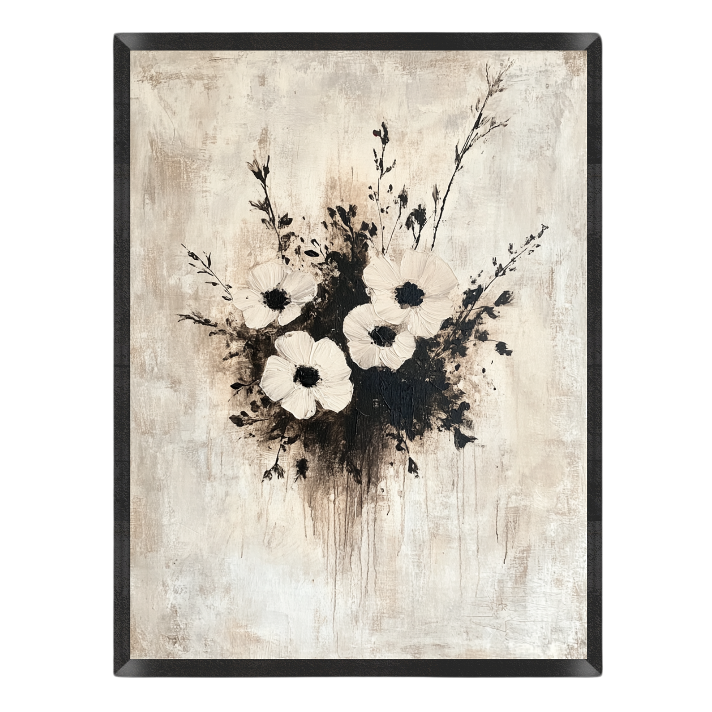 Monochrome Anemone Bouquet Poster