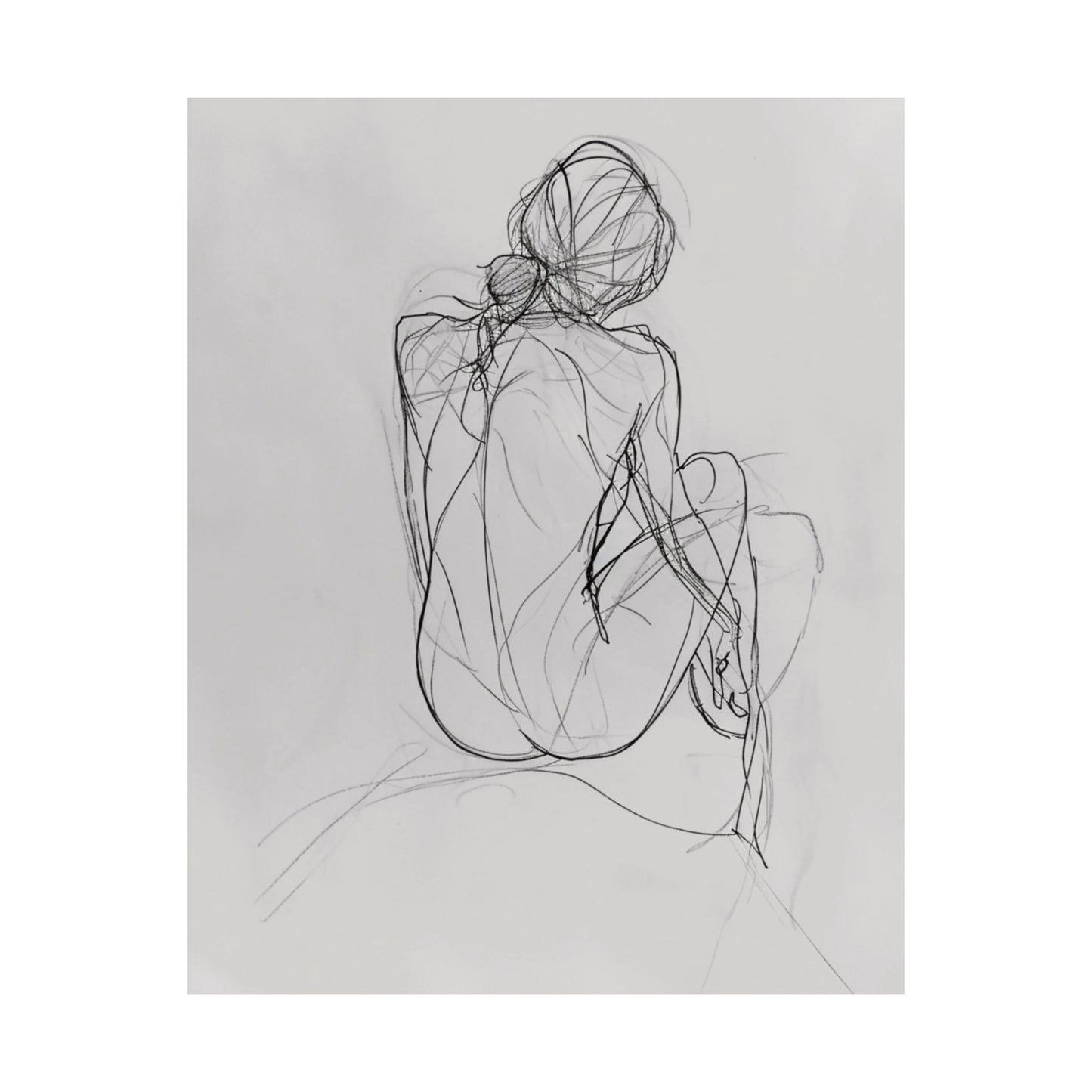 Seated Figure Sketch Printed Poster