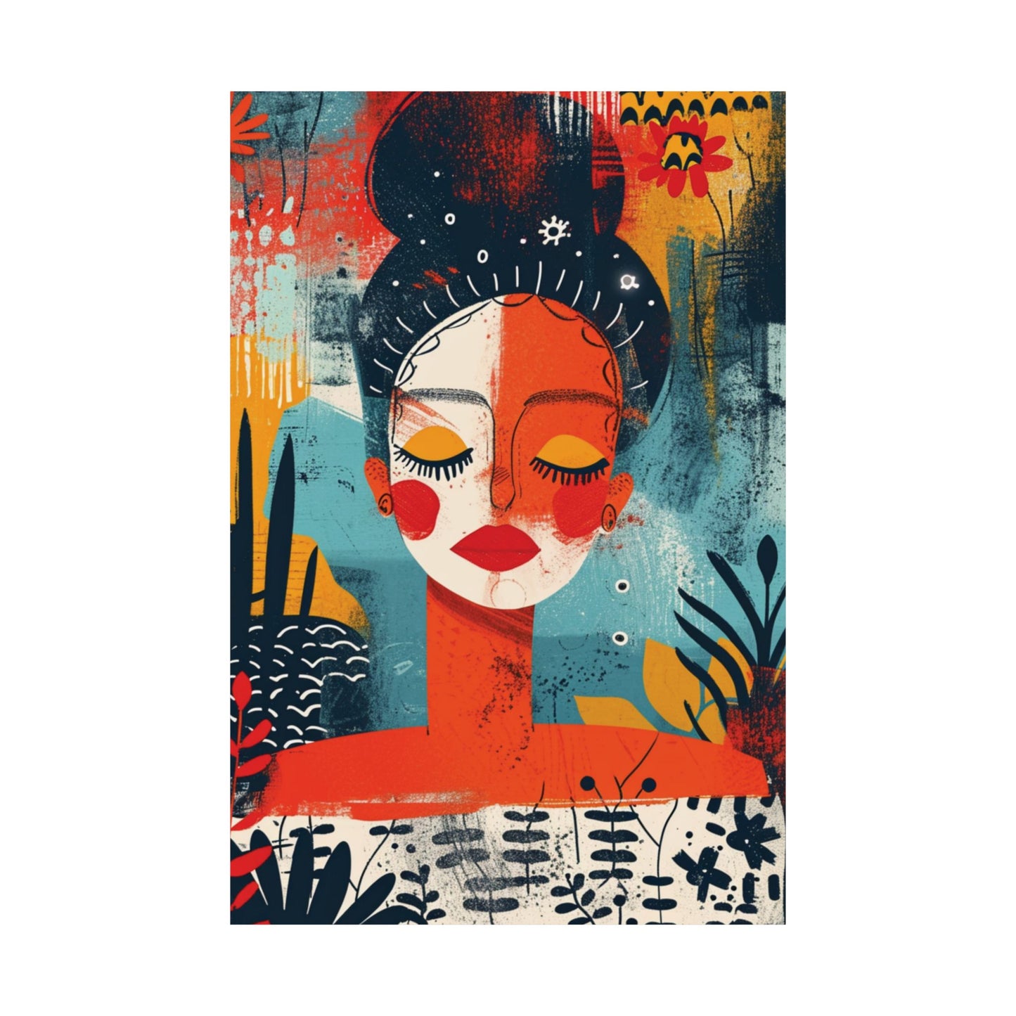 Boho Woman Portrait Printed Poster