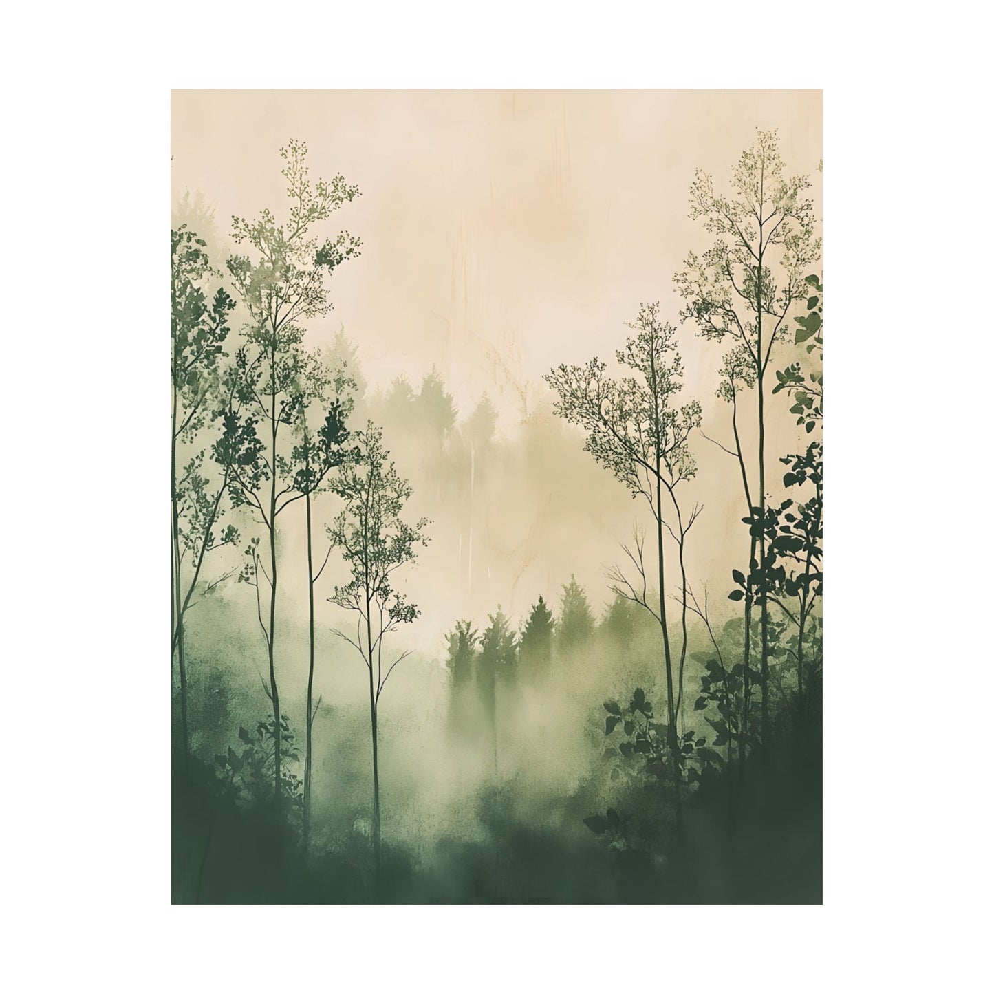 Misty Verdant Woodlands Printed Poster
