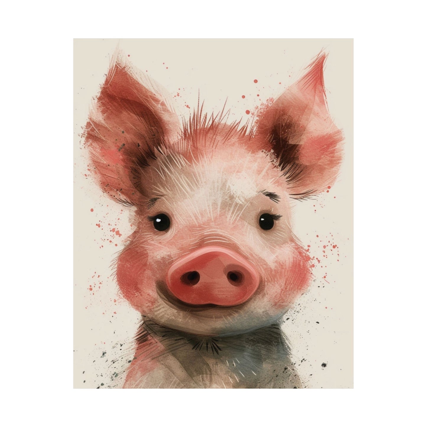 Watercolor Cute Piglet Printed Poster