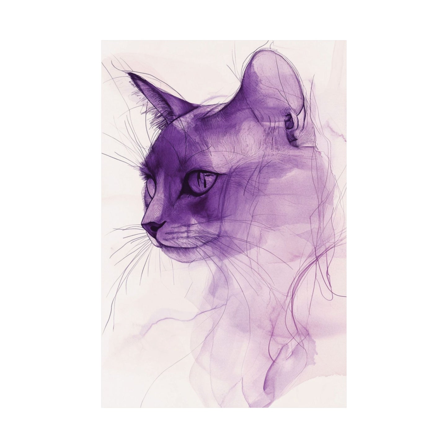 Purple Cat Sketch Poster