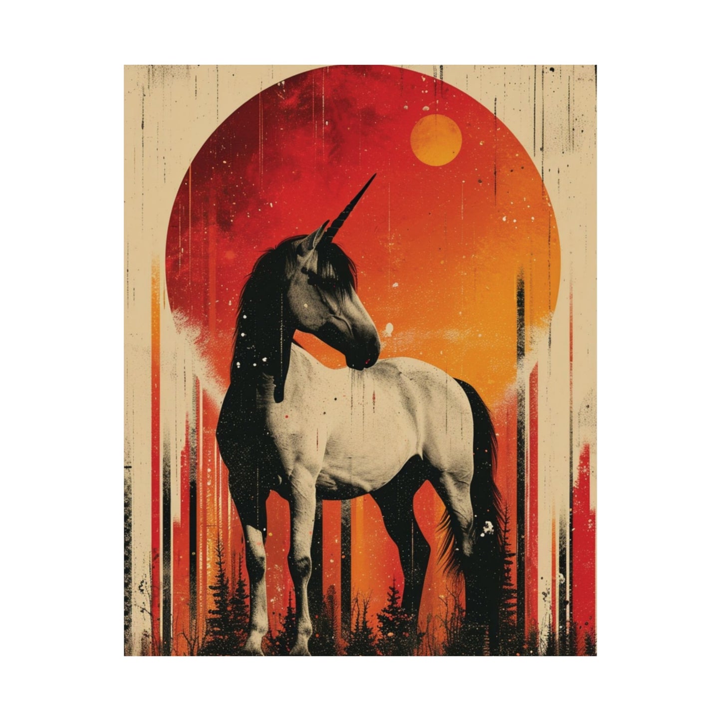 Crimson Eclipse Unicorn Printed Poster