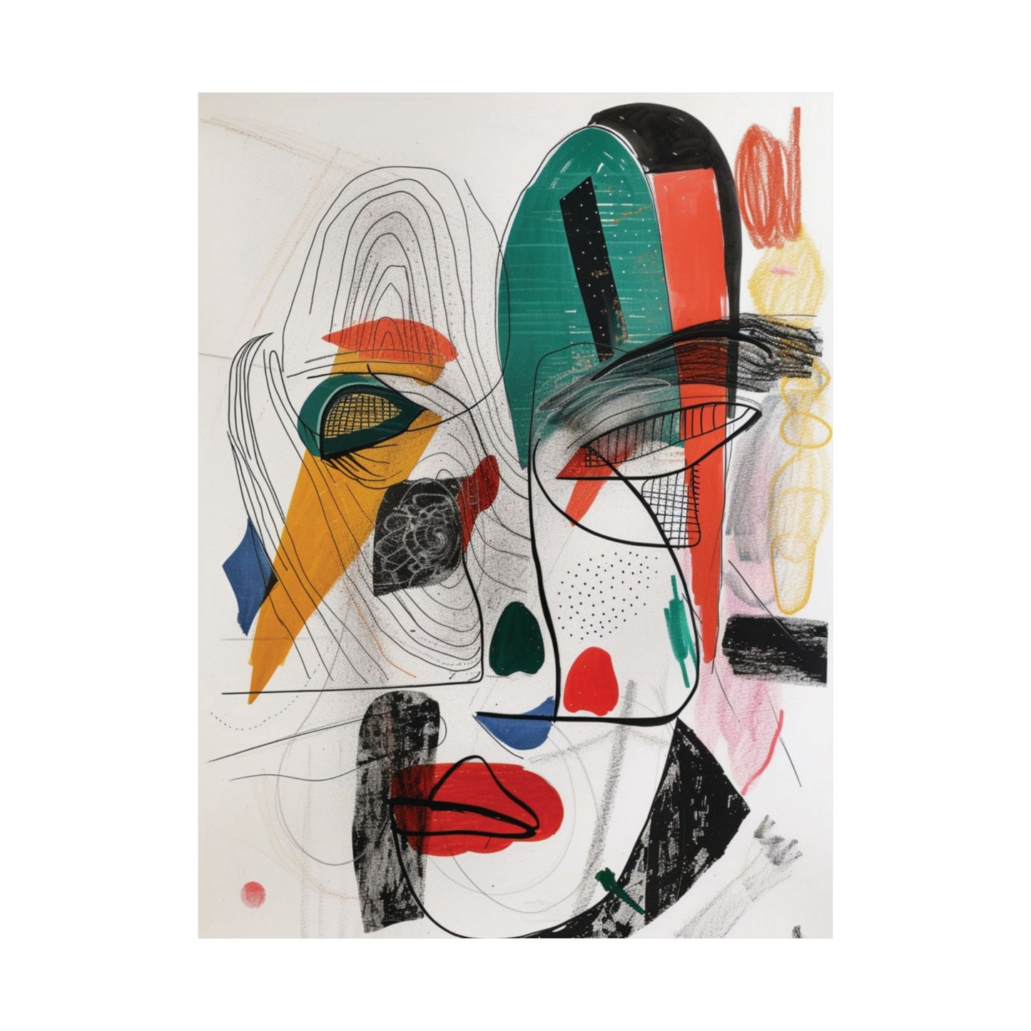 Abstract Face Composition Printed Poster