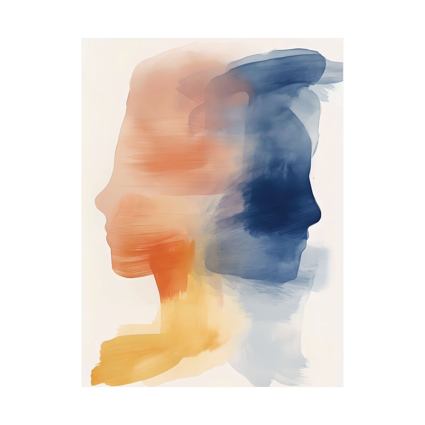 255: Dual Silhouette Watercolor Wall Art Poster