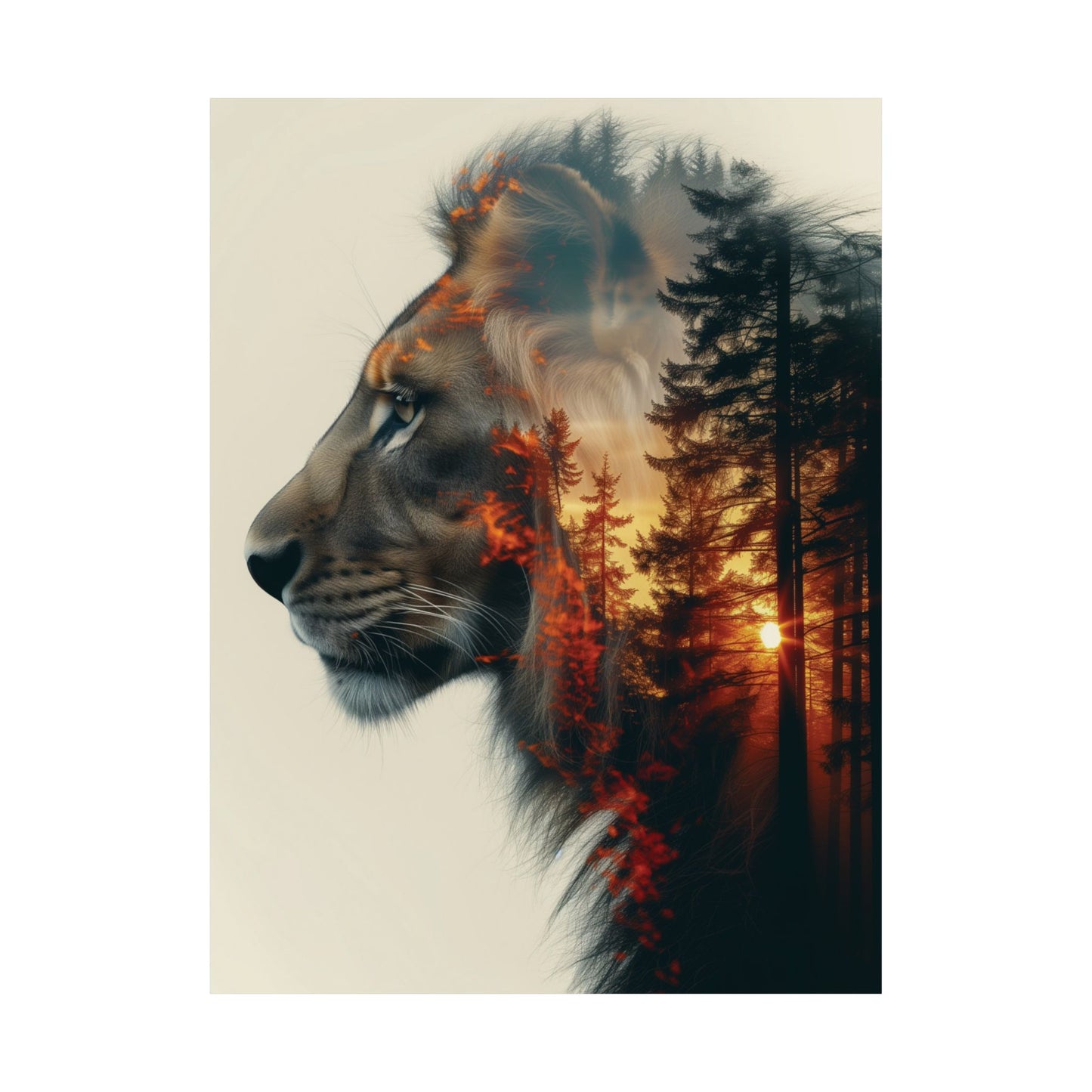 Lion Forest Spirit Printed Poster