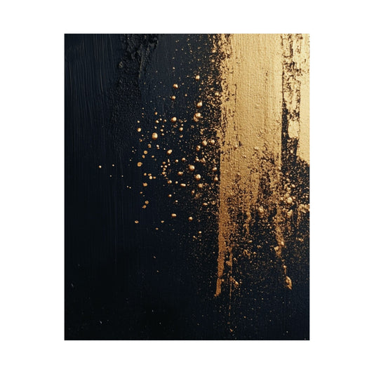 Gold Brushstroke Black Poster