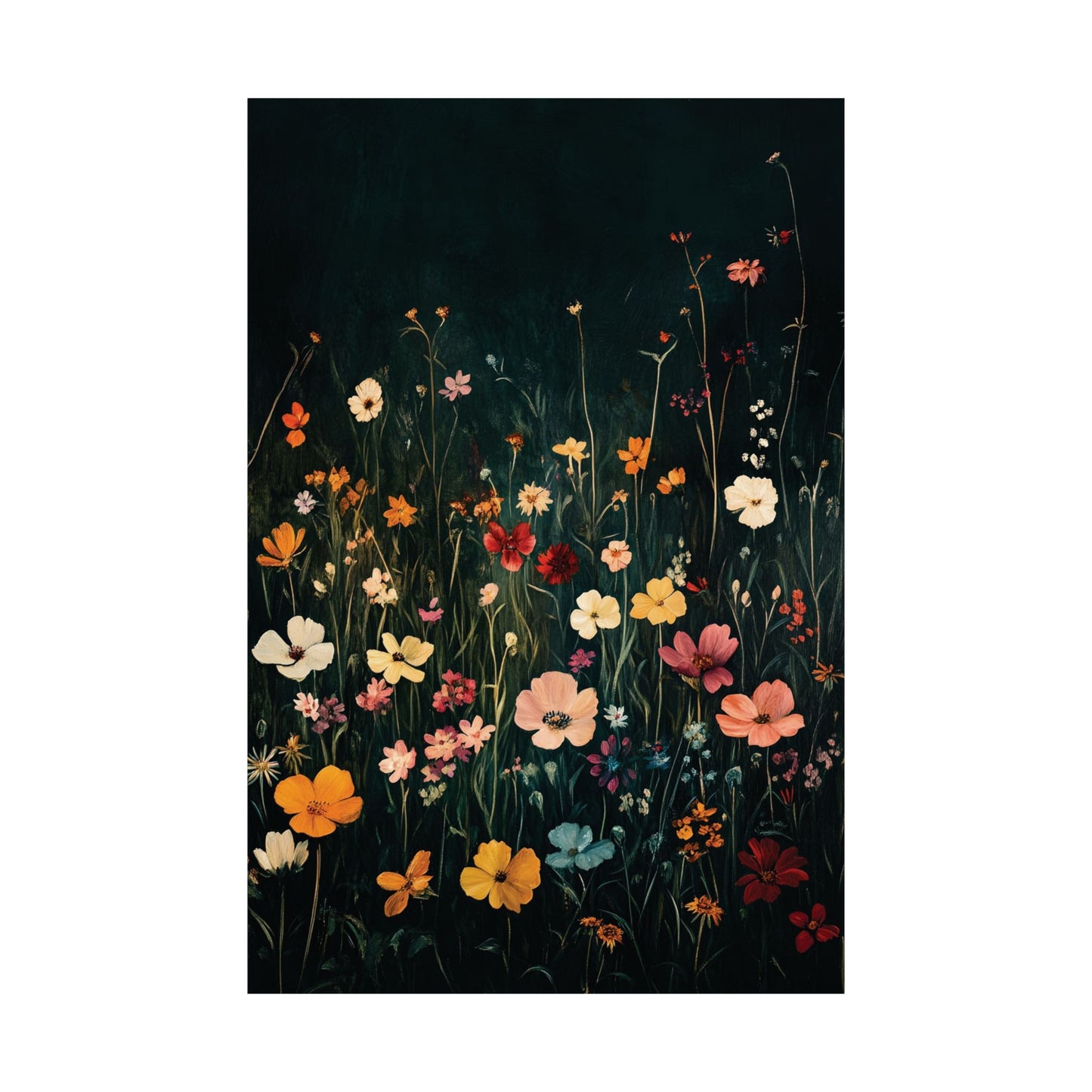 Night Meadow Wildflowers Printed Poster