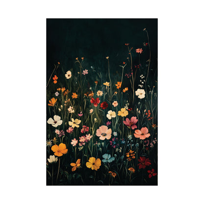 Night Meadow Wildflowers Poster