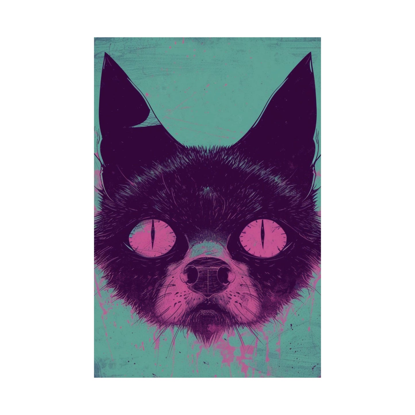 Neon Feline Printed Poster