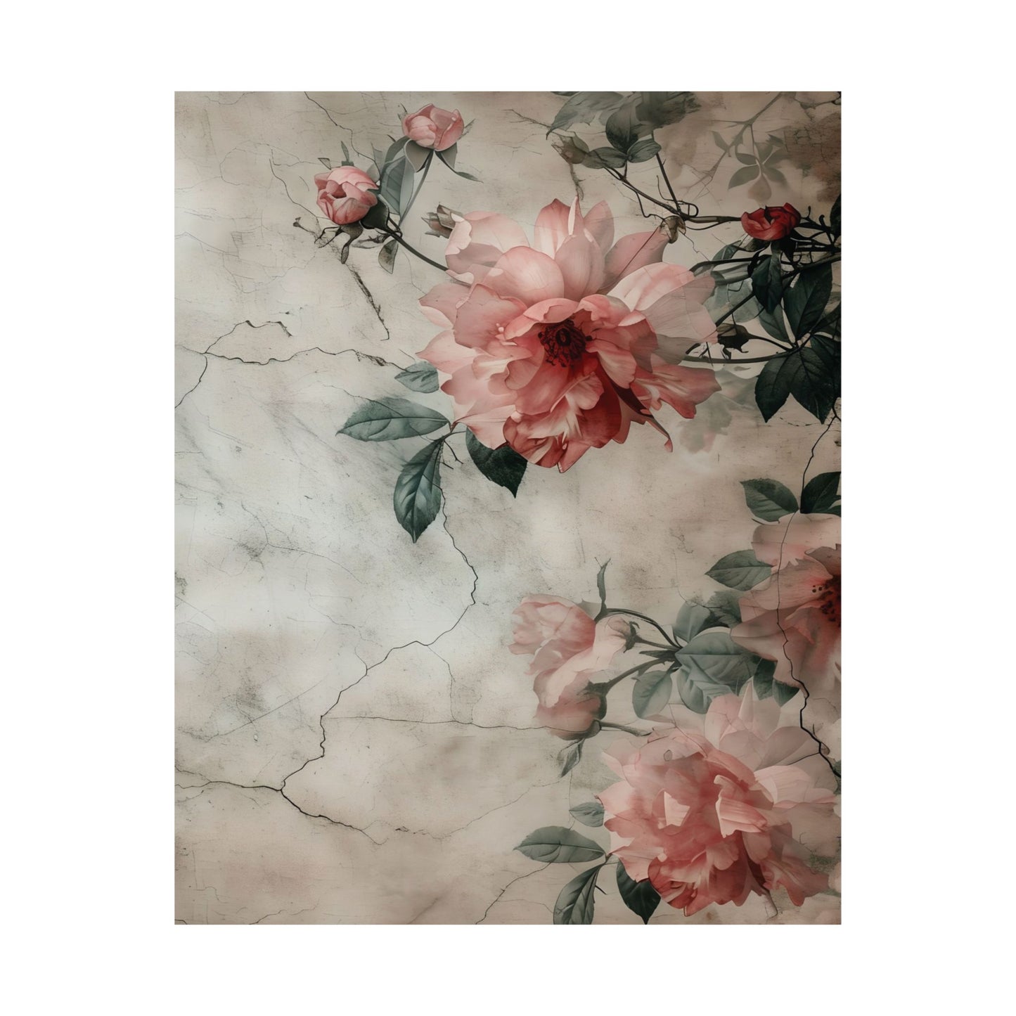 Vintage Pink Roses Printed Poster