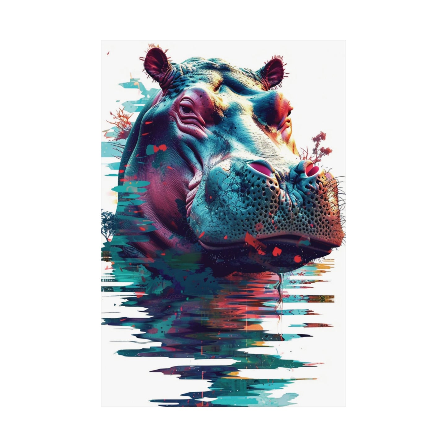 Cyber Hippo Printed Poster