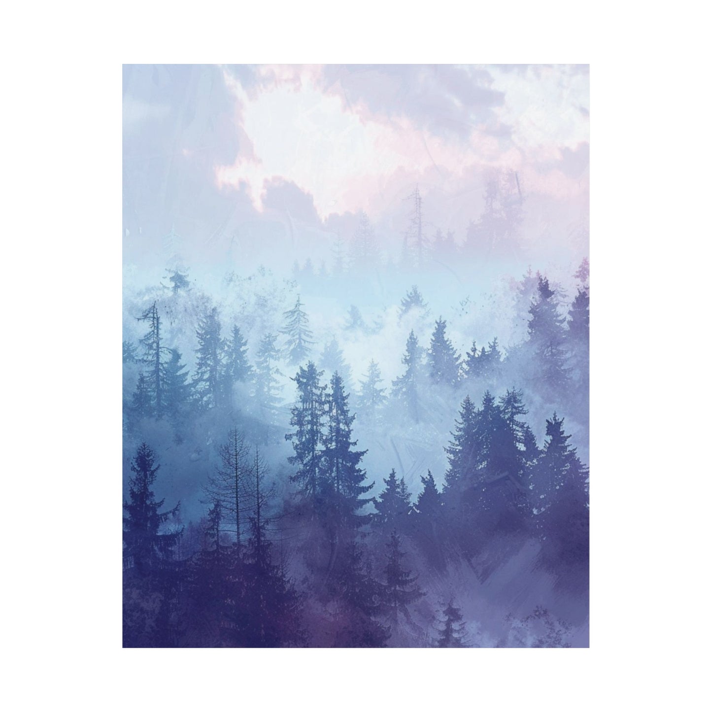 Misty Blue Forest Printed Poster