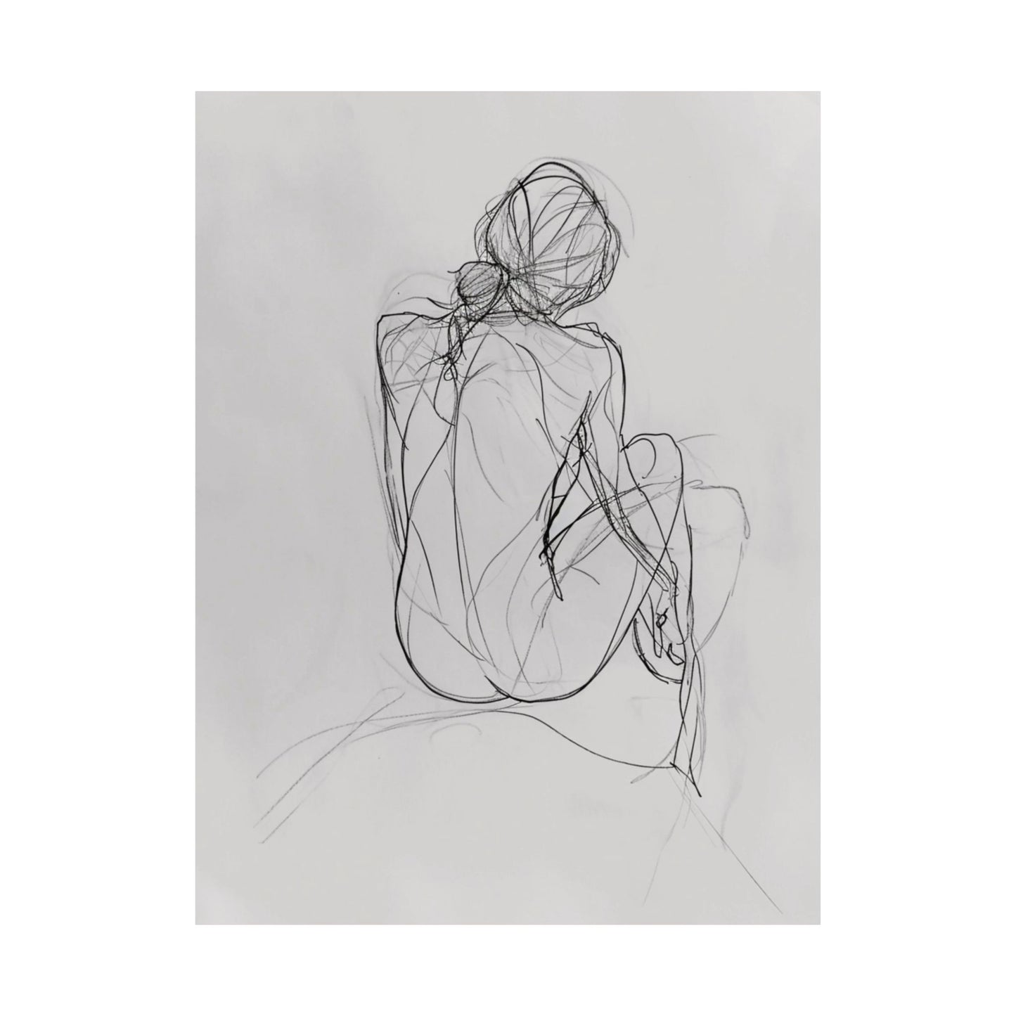 Seated Figure Sketch Printed Poster