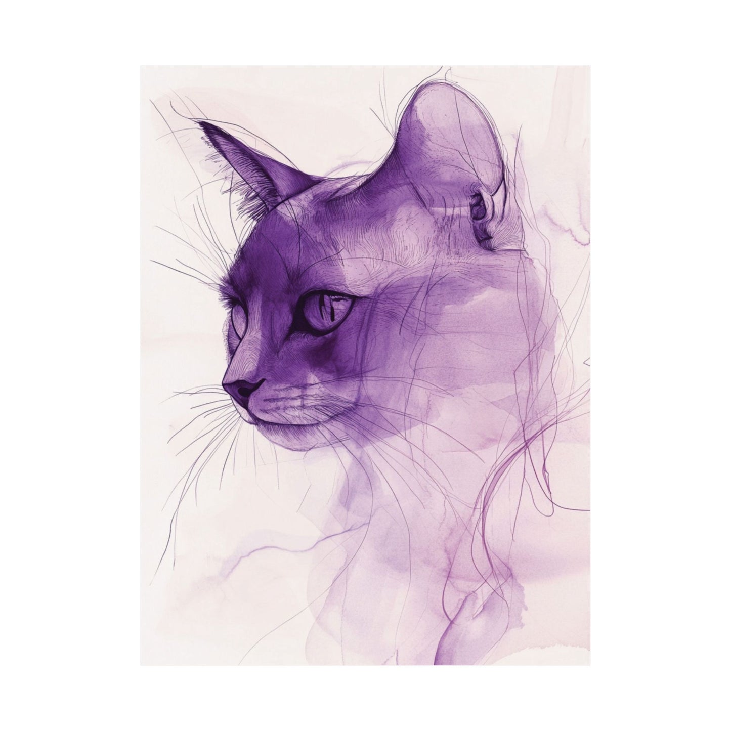 Purple Cat Sketch Poster