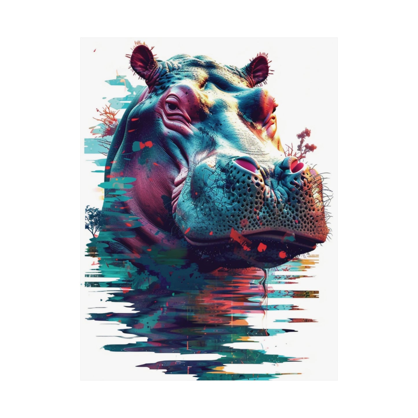 Cyber Hippo Printed Poster