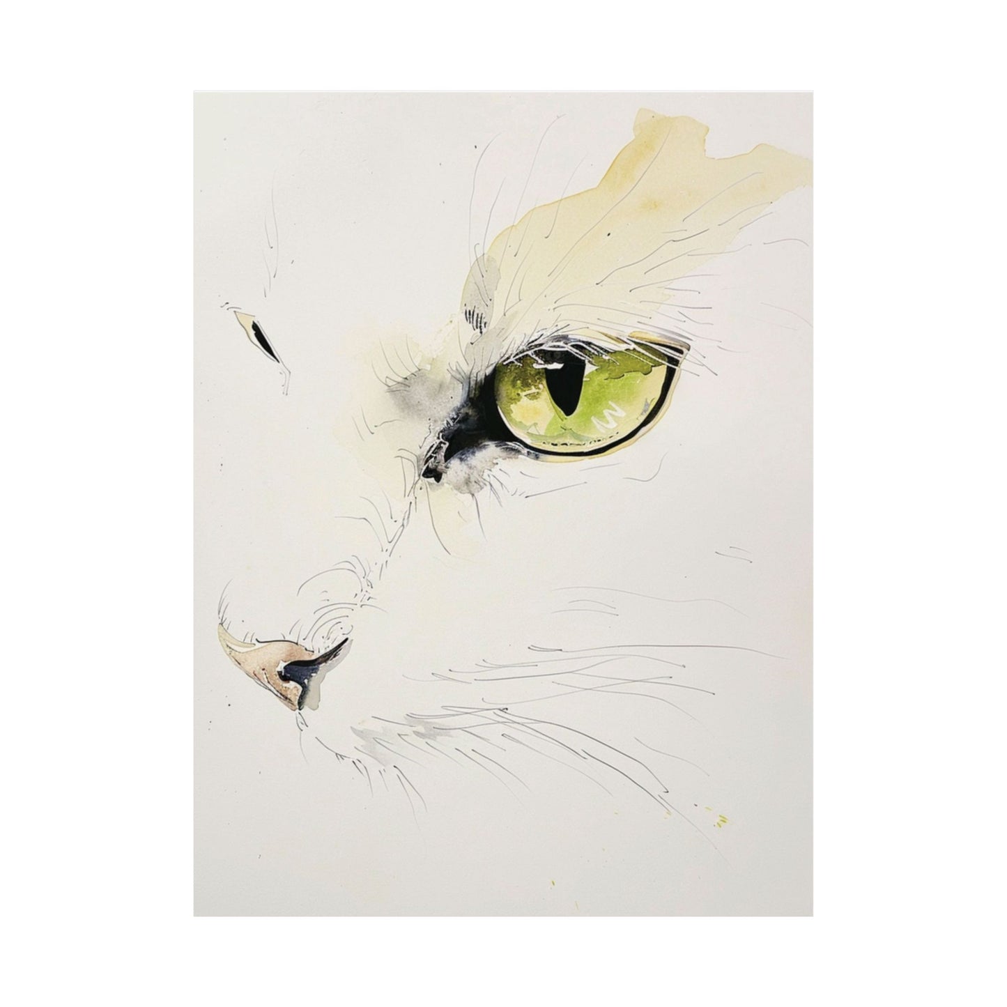 Watercolor Cat Glance Printed Poster