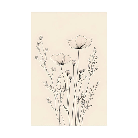 252: Delicate Wildflower Line Wall Art Poster