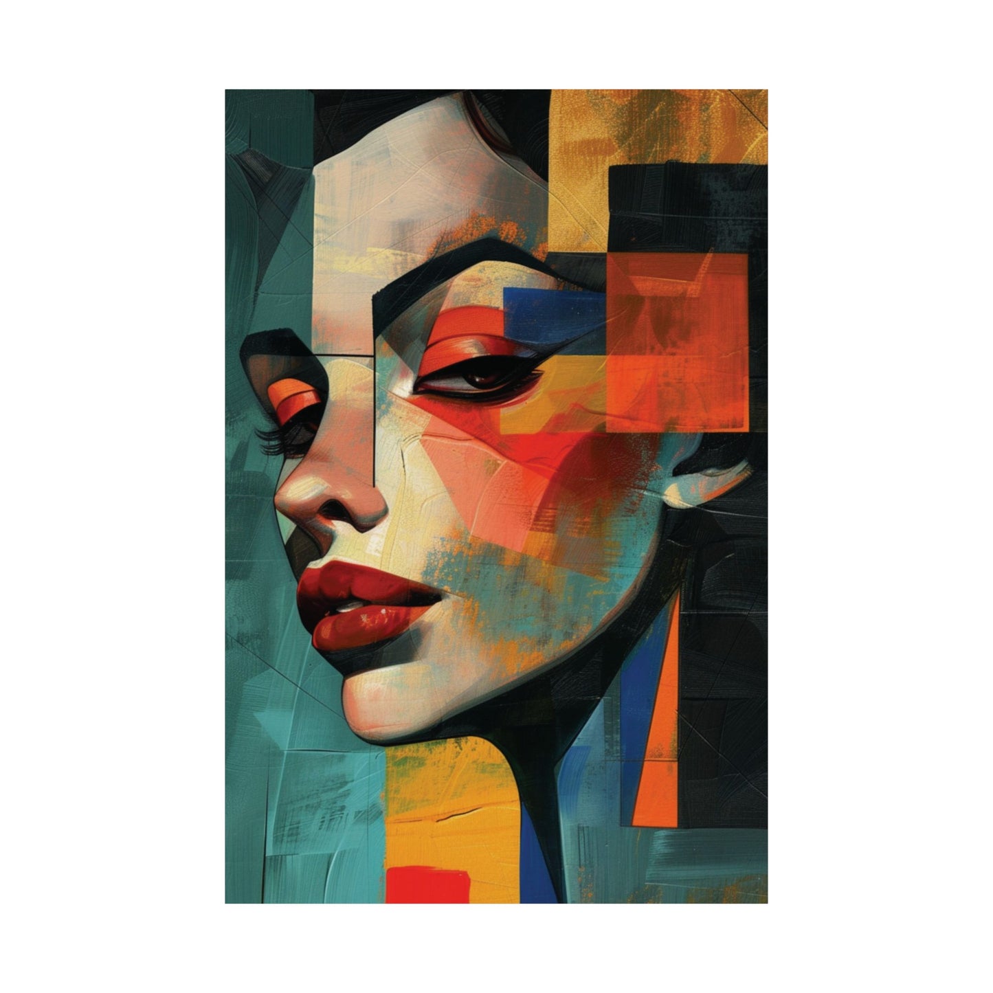 Geometric Woman Portrait Printed Poster