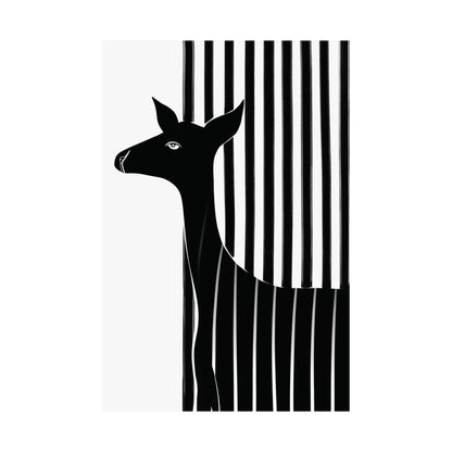 Monochrome Striped Deer Poster