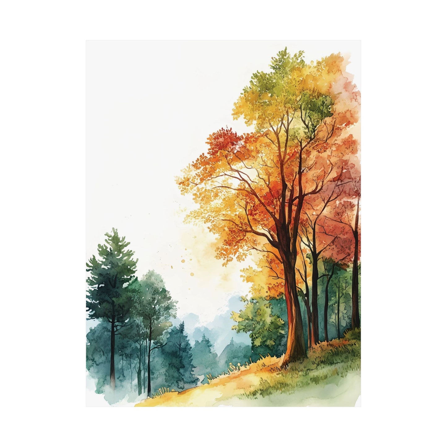 Autumn Watercolor Forest Printed Poster