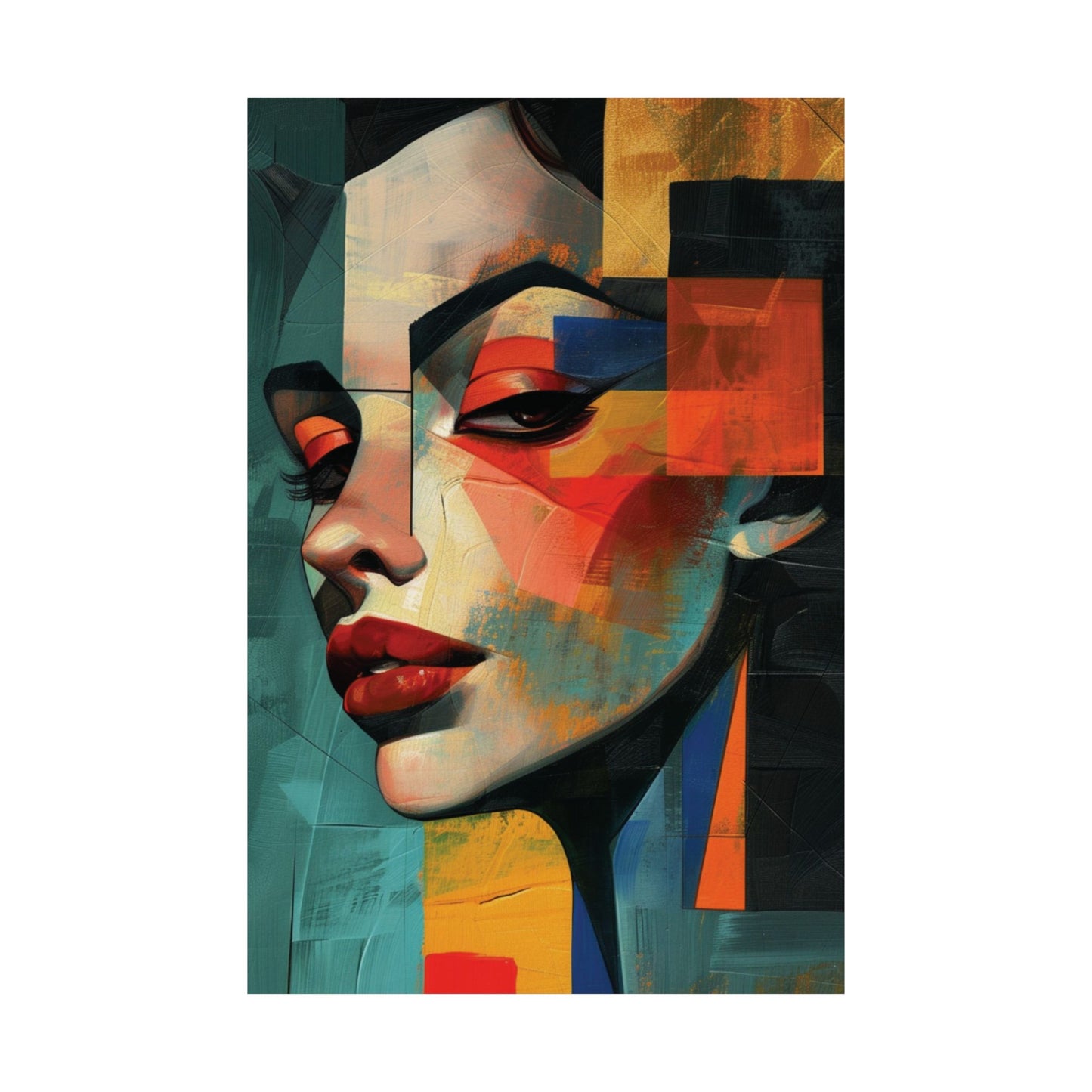 Geometric Woman Portrait Printed Poster