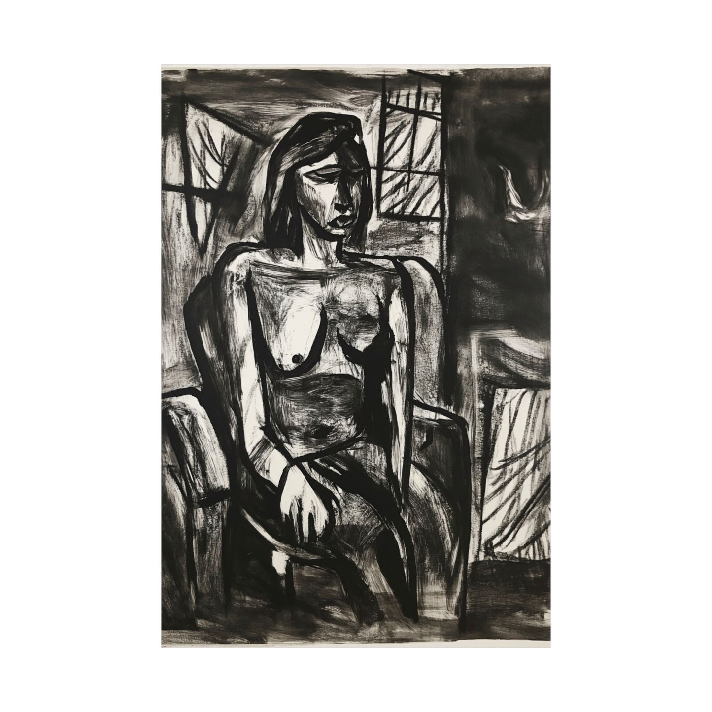 22: Seated Woman Expression Printed Poster
