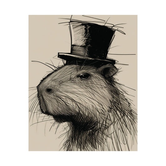 Capybara in Top Hat Printed Poster