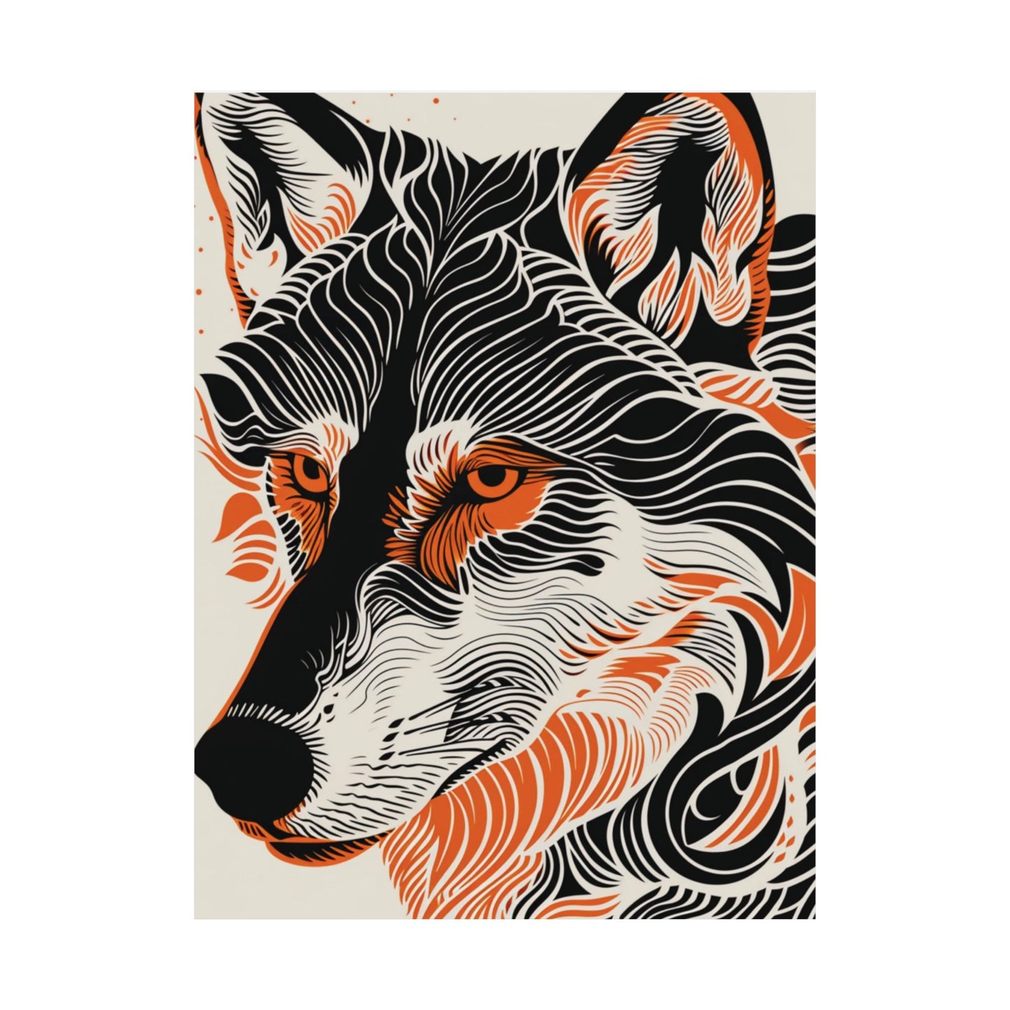 Wild Wolf Abstract Lines Printed Poster