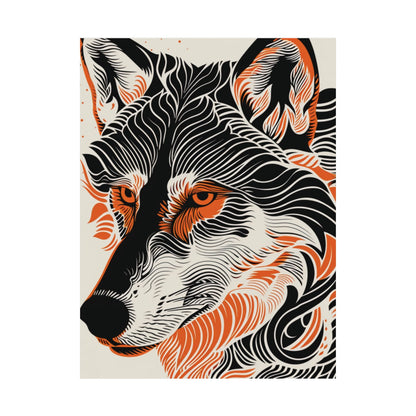 Wild Wolf Abstract Lines Poster