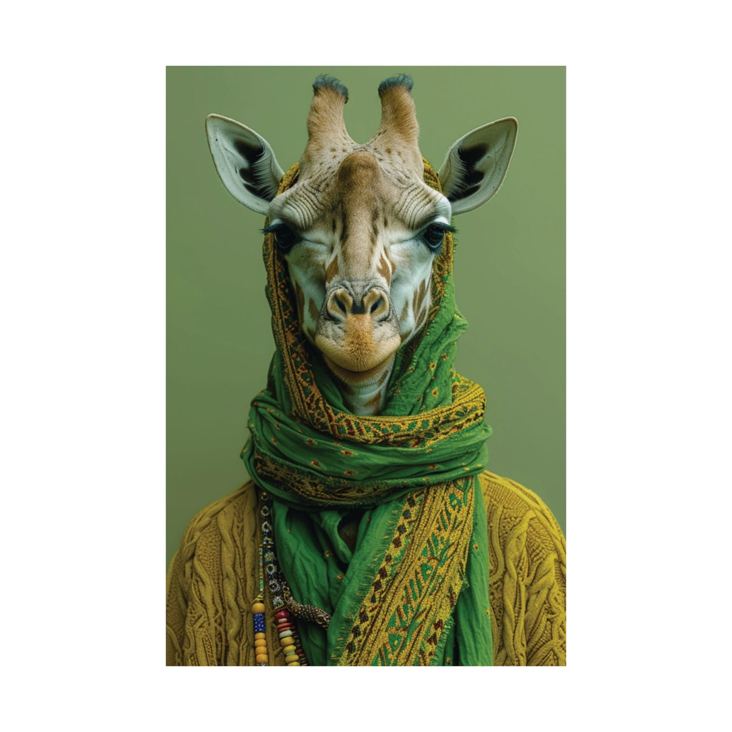 Green Giraffe Printed Poster
