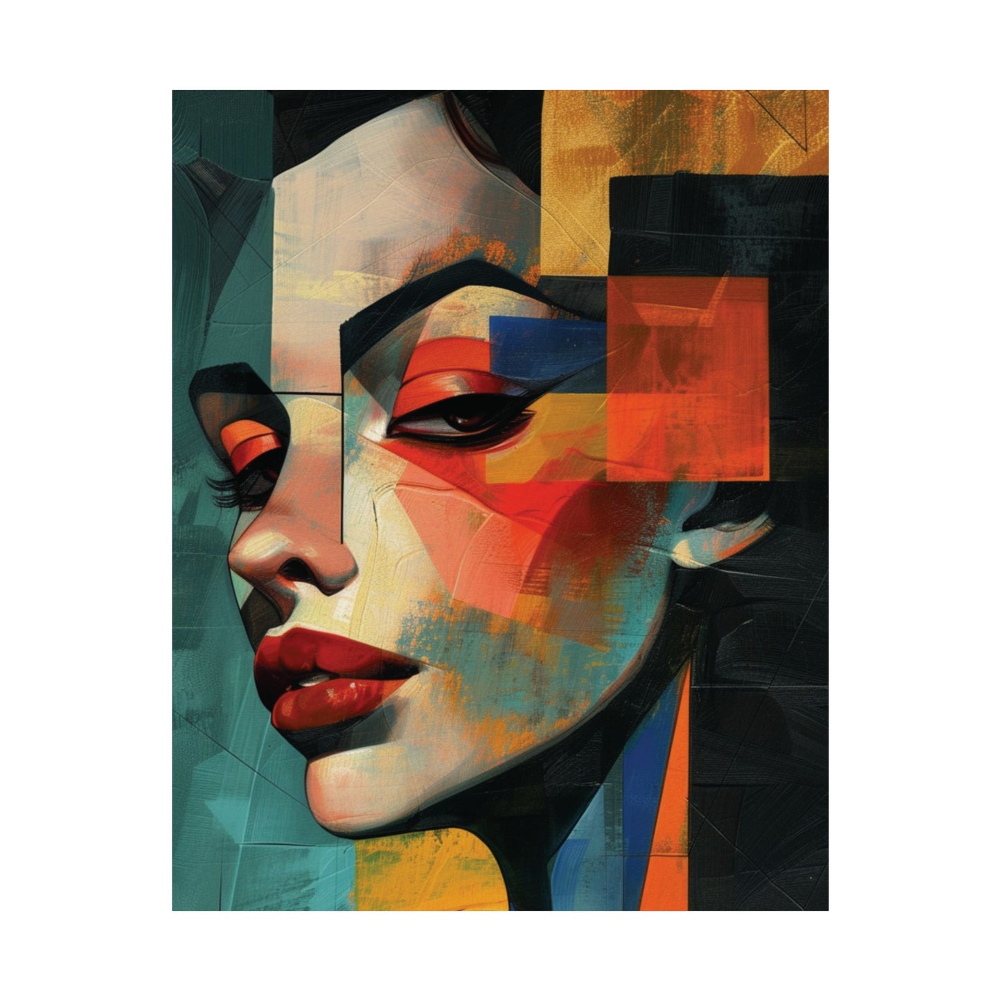 Geometric Woman Portrait Printed Poster