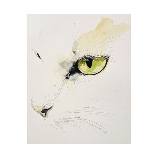 Watercolor Cat Glance Printed Poster