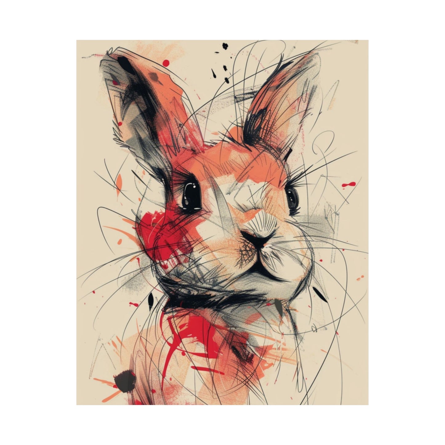 Abstract Rabbit Sketch Printed Poster