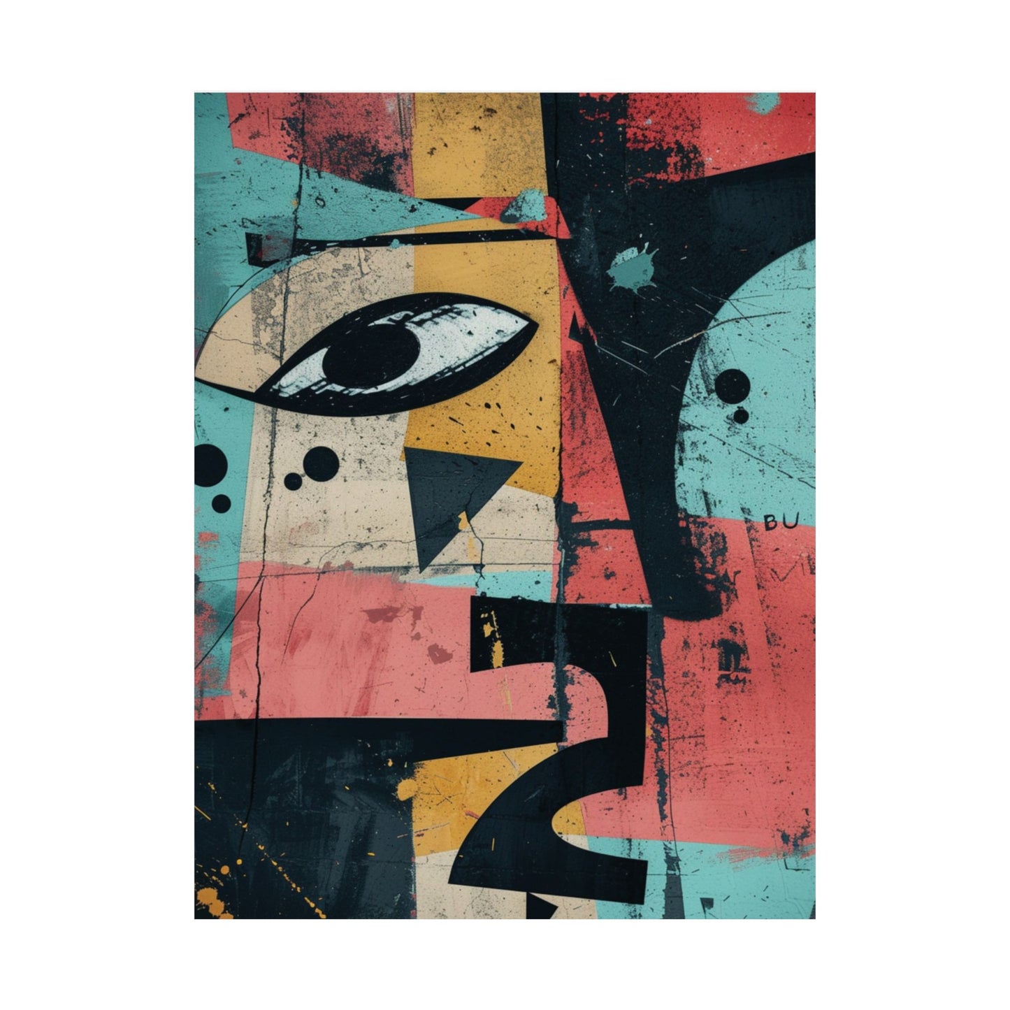 Cubist Face Art Printed Poster