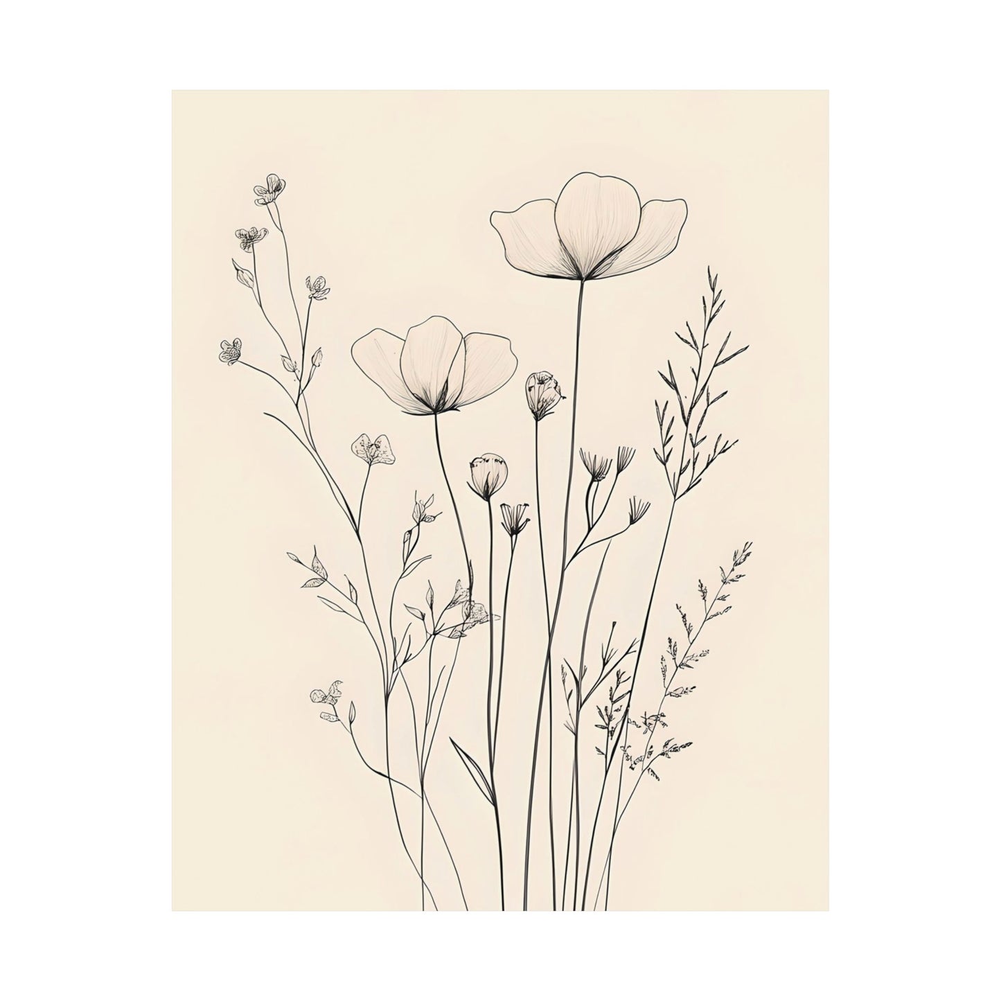 252: Delicate Wildflower Line Wall Art Poster