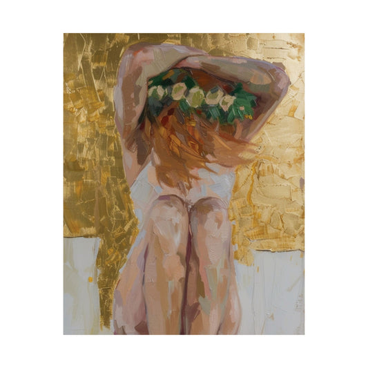 Golden Woman with Wreath Printed Poster