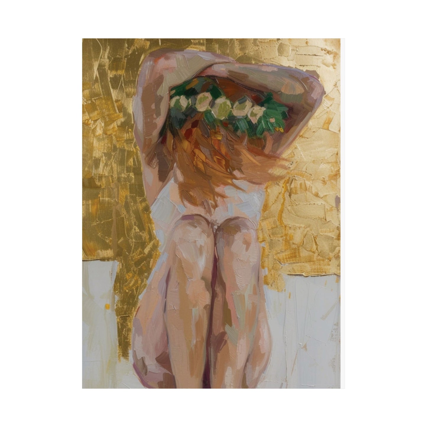 Golden Woman with Wreath Printed Poster