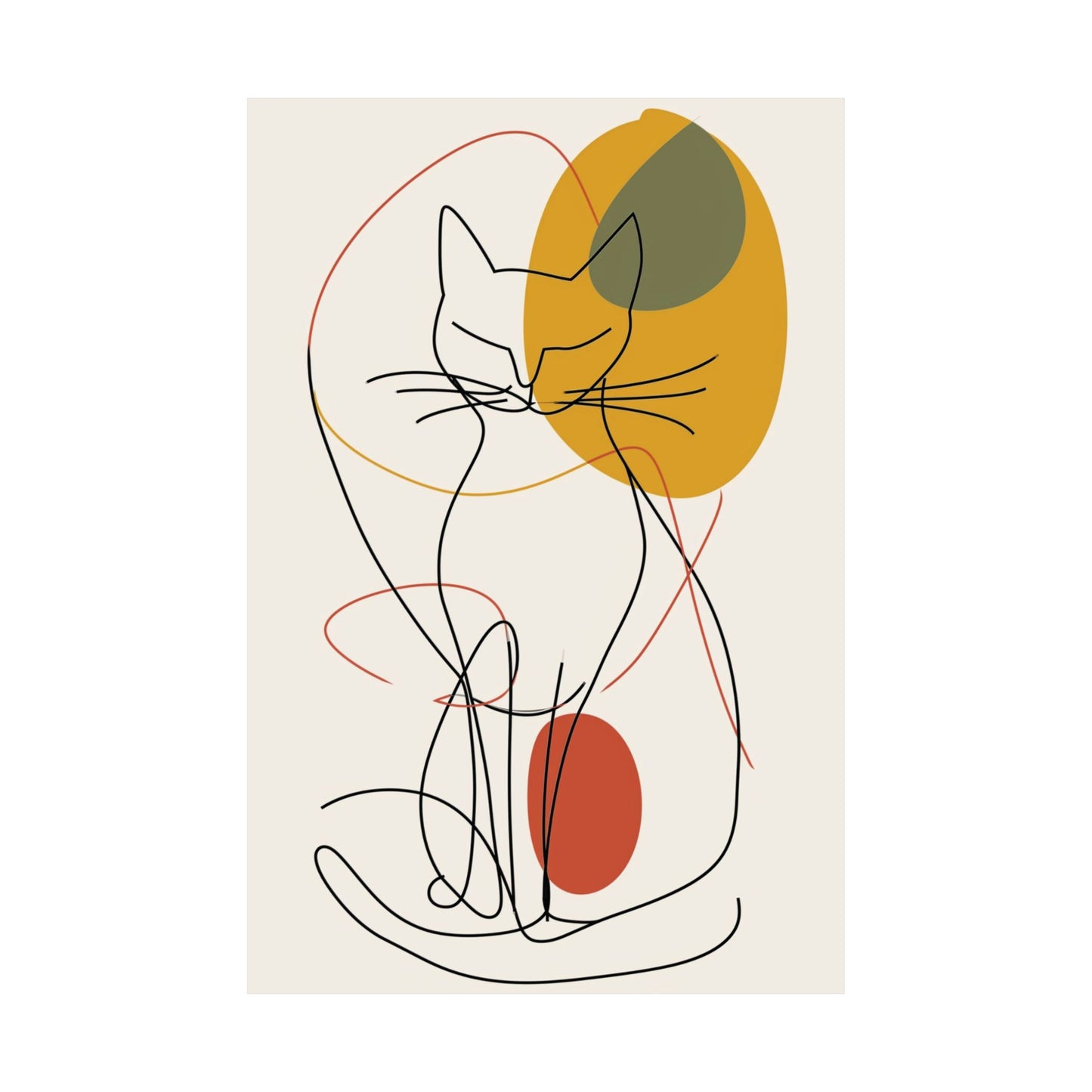 Abstract Cat in Autumn Tones Printed Poster