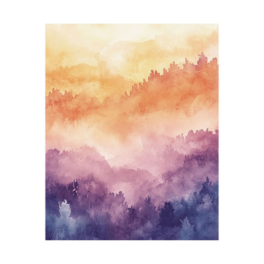 Misty Forest Sunset Poster