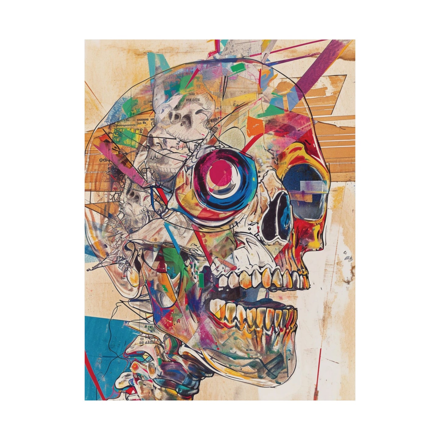 Neon Skull Printed Poster