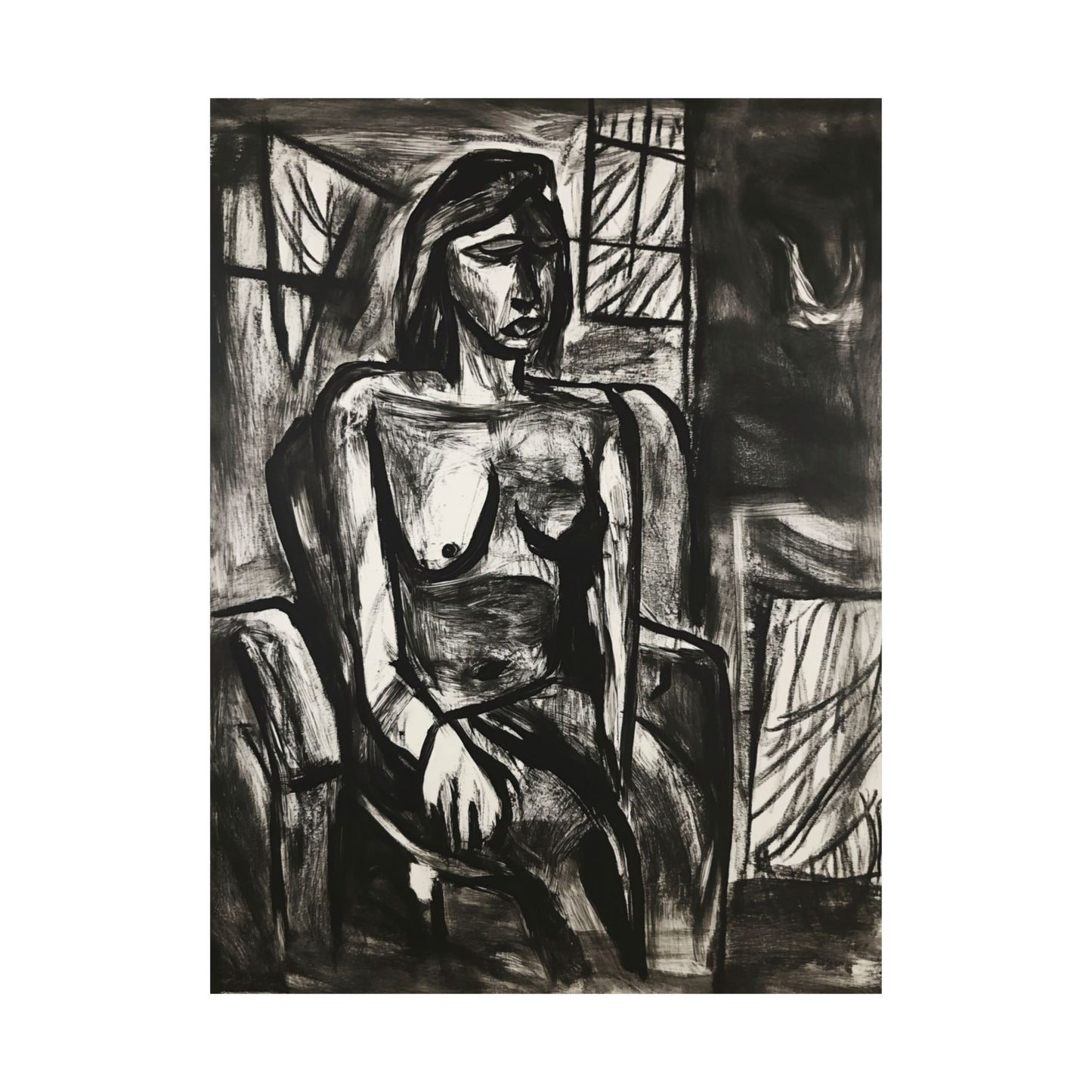 22: Seated Woman Expression Printed Poster