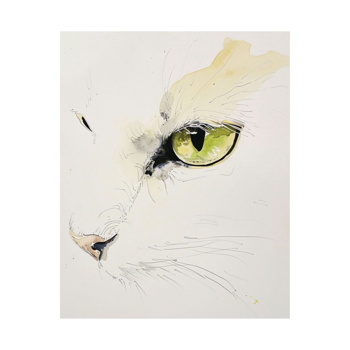 Watercolor Cat Glance Printed Poster